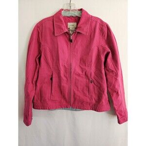 L.L. Bean Jacket Women's Pink Full Zip Denim Size Medium
